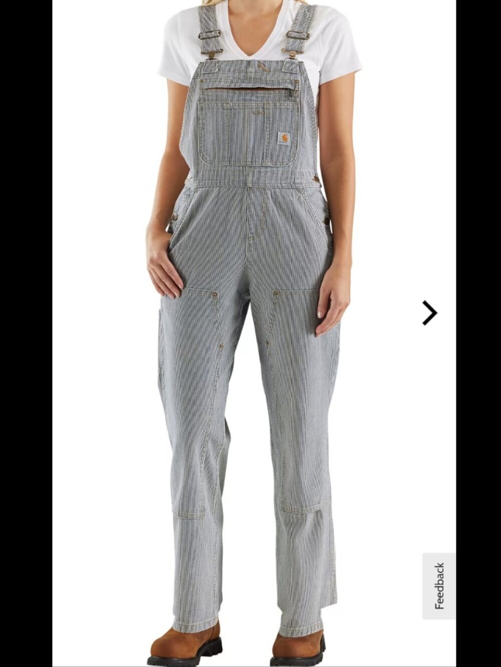 Carhartt Railroad Stripe Blue & White Denim Work Overalls, Size M Tall